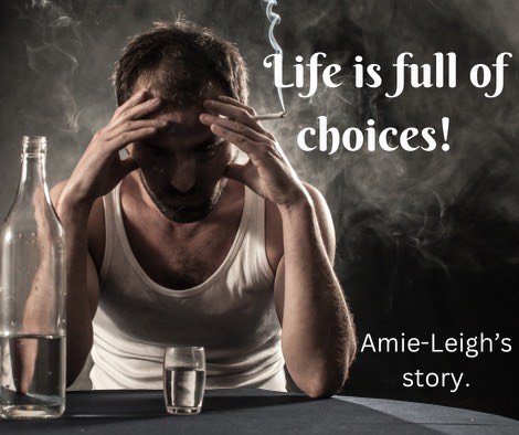 Life is full of choices. Man with alcohol & cigarette